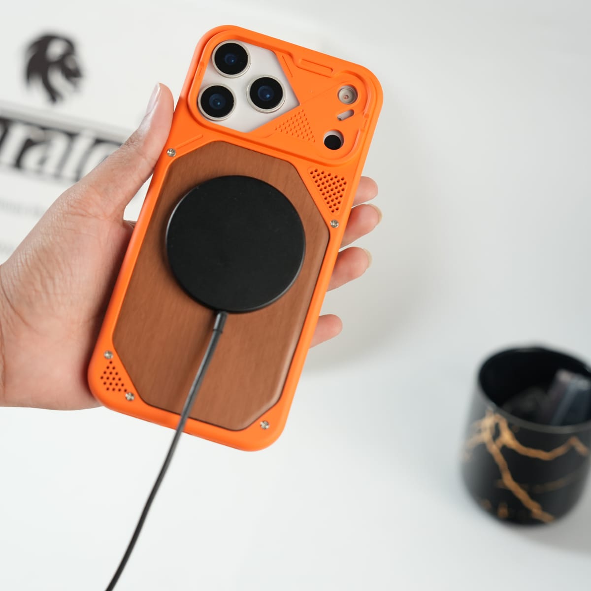 iPhone Series Premium Wood Texture PVC MagSafe Protective Case