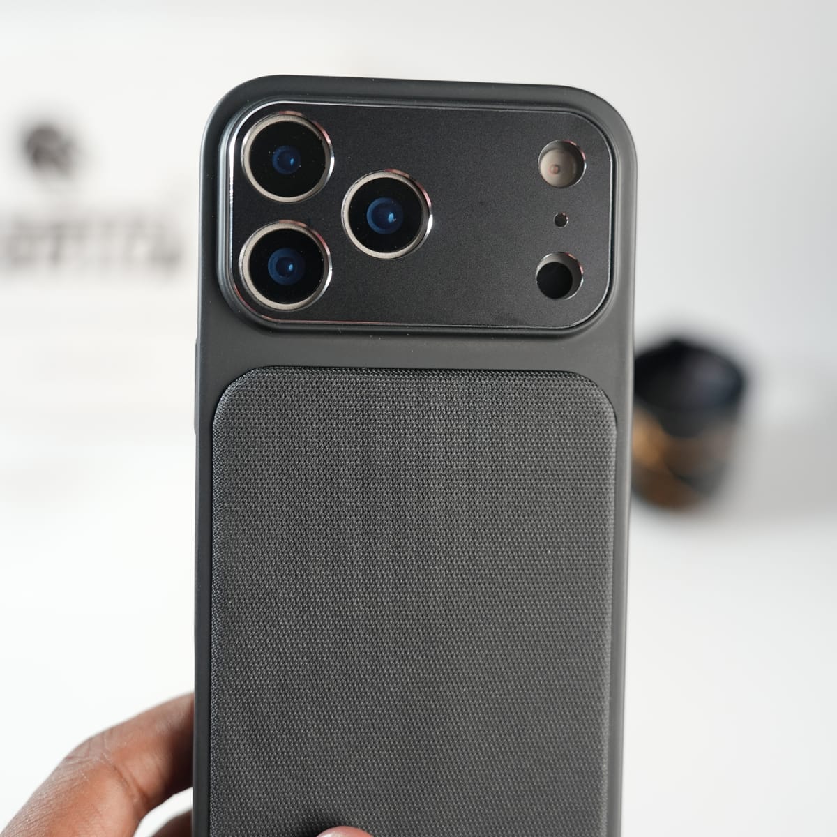 iPhone Series PU Leather Texture Case | Silicone Frame & Metal Camera Guard