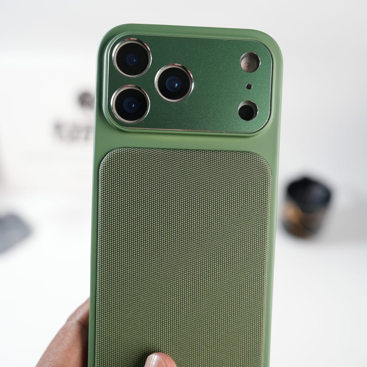 iPhone Series PU Leather Texture Case | Silicone Frame & Metal Camera Guard