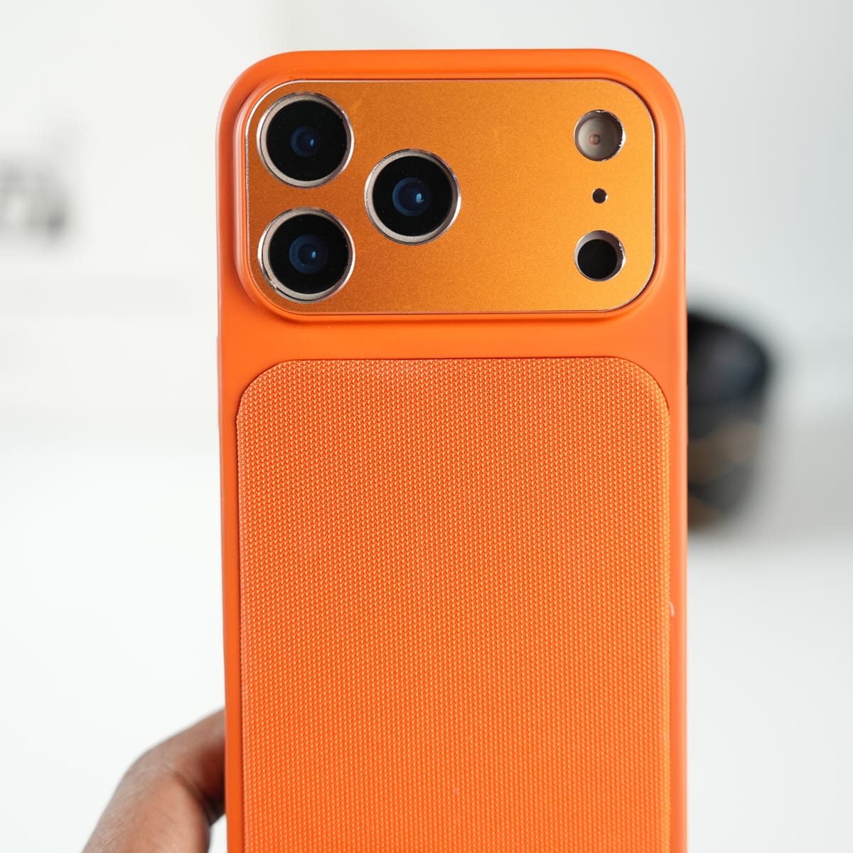iPhone Series PU Leather Texture Case | Silicone Frame & Metal Camera Guard