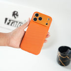iPhone Series PU Leather Texture Case | Silicone Frame & Metal Camera Guard