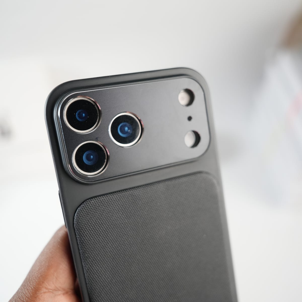 iPhone Series PU Leather Texture Case | Silicone Frame & Metal Camera Guard