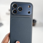 iPhone Series PU Leather Texture Case | Silicone Frame & Metal Camera Guard