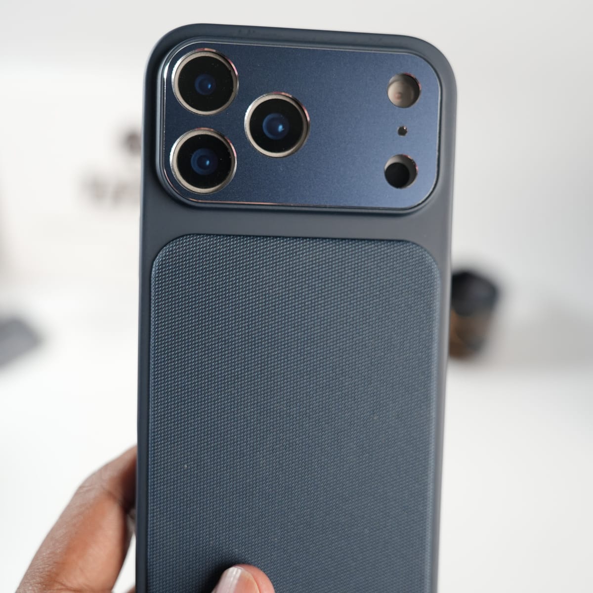 iPhone Series PU Leather Texture Case | Silicone Frame & Metal Camera Guard