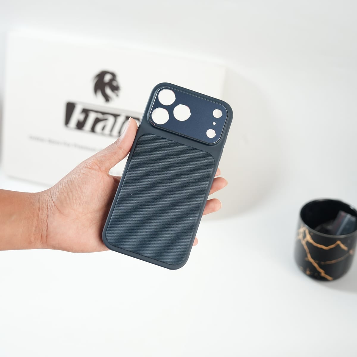 iPhone Series PU Leather Texture Case | Silicone Frame & Metal Camera Guard