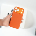 iPhone Series PU Leather Texture Case | Silicone Frame & Metal Camera Guard