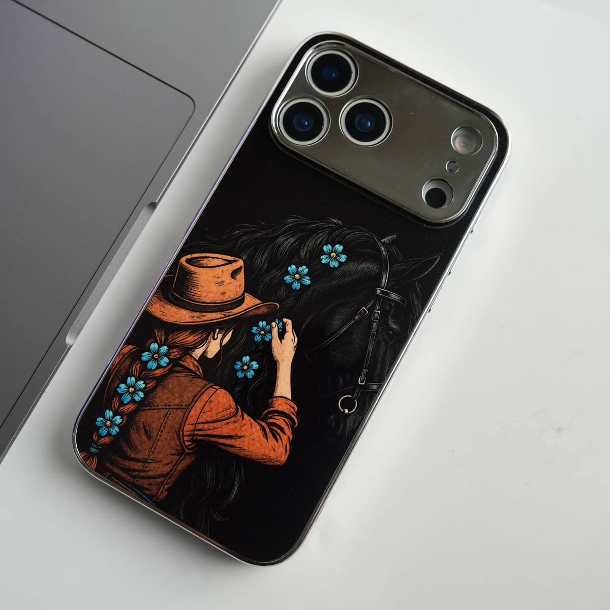 iPhone Series The Black Horse Chrome Plated Case Cover
