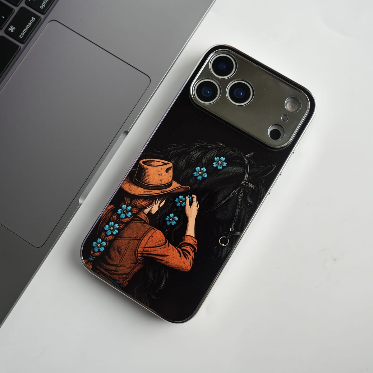 iPhone Series The Black Horse Chrome Plated Case Cover