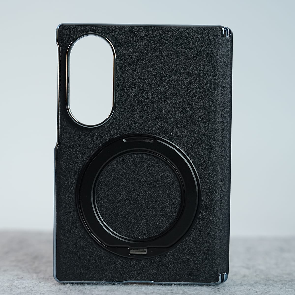 Premium Leather Texture Case For Galaxy Z Fold 8 | Foldable Ring Stand & Metal Camera Frame