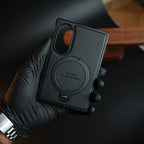 Stitched Leather Texture Case for Galaxy Z Fold 8 | Ring Stand and Front Frame