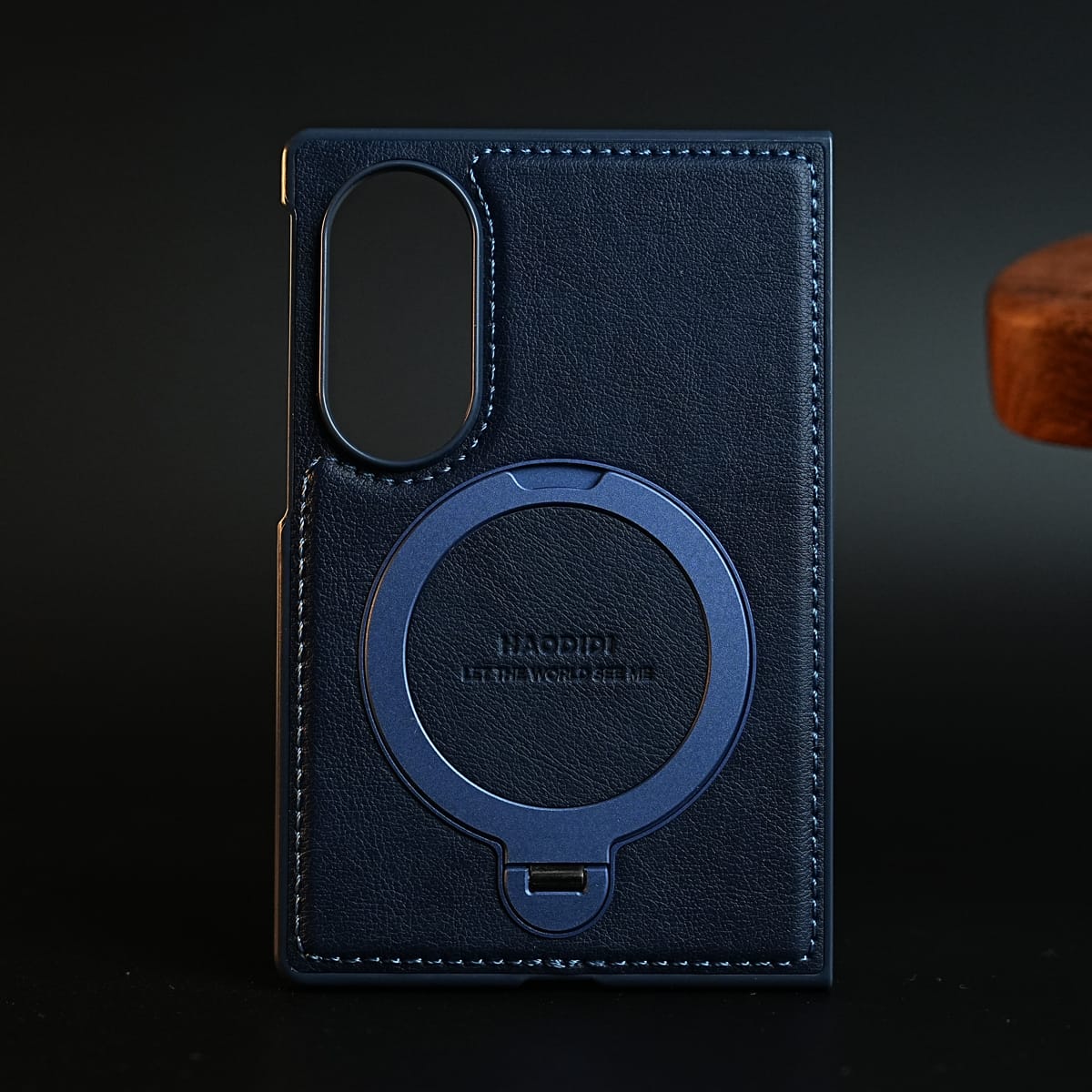 Stitched Leather Texture Case for Galaxy Z Fold 8 | Ring Stand and Front Frame