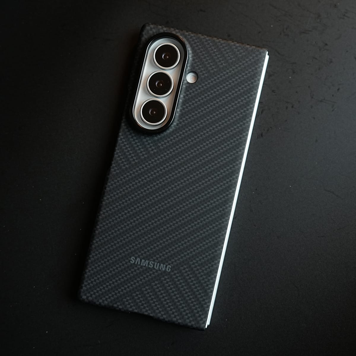 Carbon Fiber Texture Case for Samsung Galaxy Z Fold 8 Ultra | Magnetic Ring + 2 Ultra HD Tempered Glass