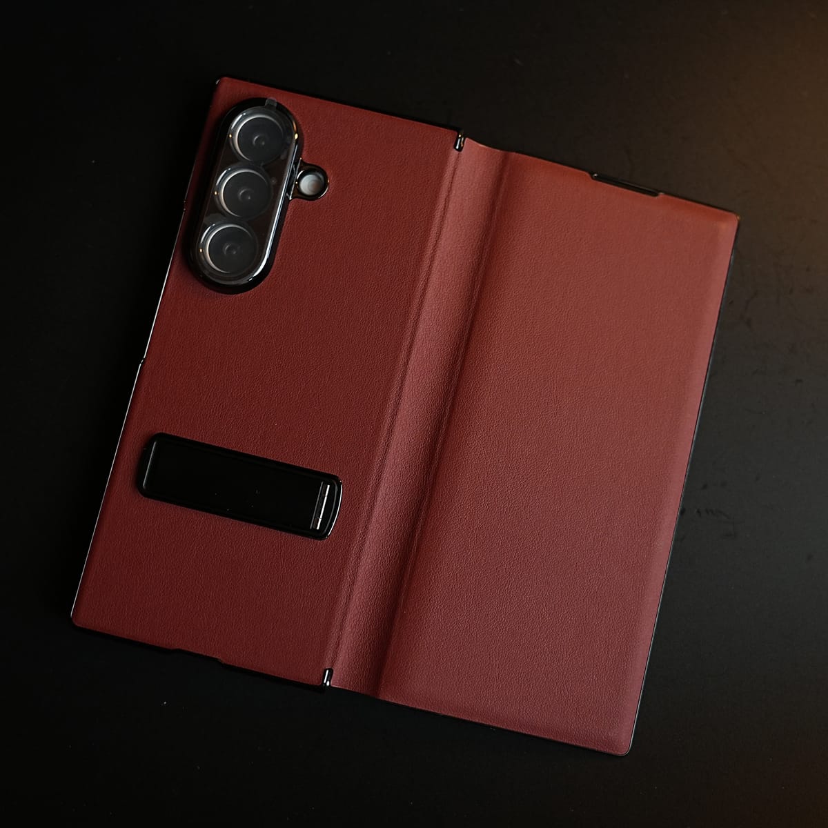 Leather Texture Full Cover Case for Galaxy Z Fold 8 Ultra | Built-In Metal Stand
