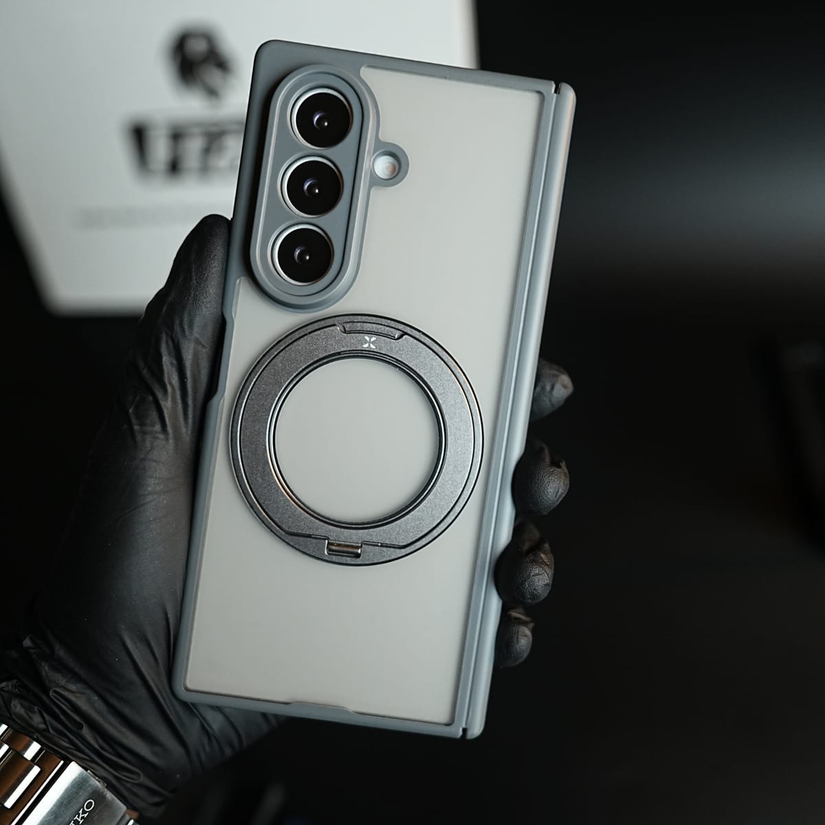 Magnetic Frosted Armor Case for Samsung Galaxy Z fold 8 Ultra | Rotating Metal Stand