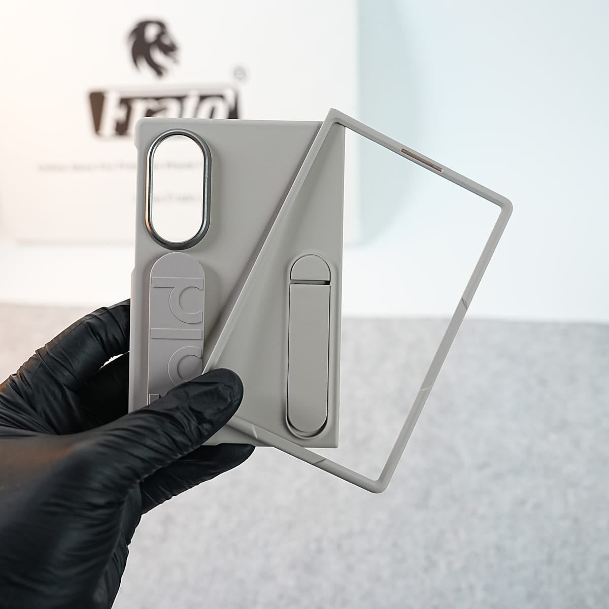 Matte Silicone Wrist Strap Case For Samsung Galaxy Z Fold 8 | Built in Kick Stand