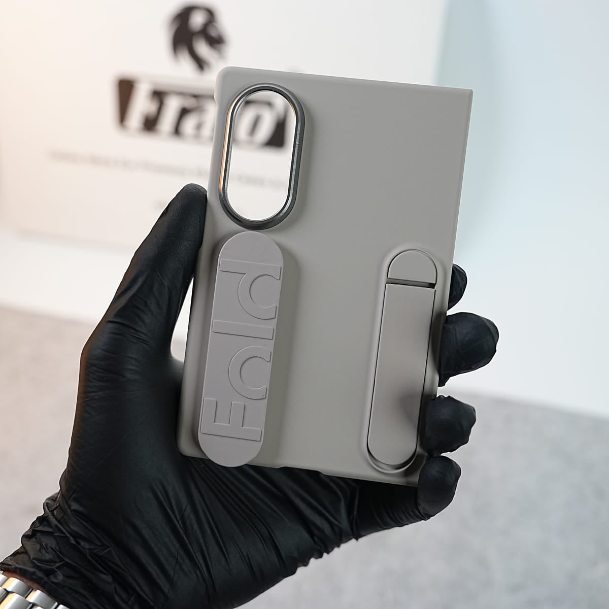 Matte Silicone Wrist Strap Case For Samsung Galaxy Z Fold 8 | Built in Kick Stand