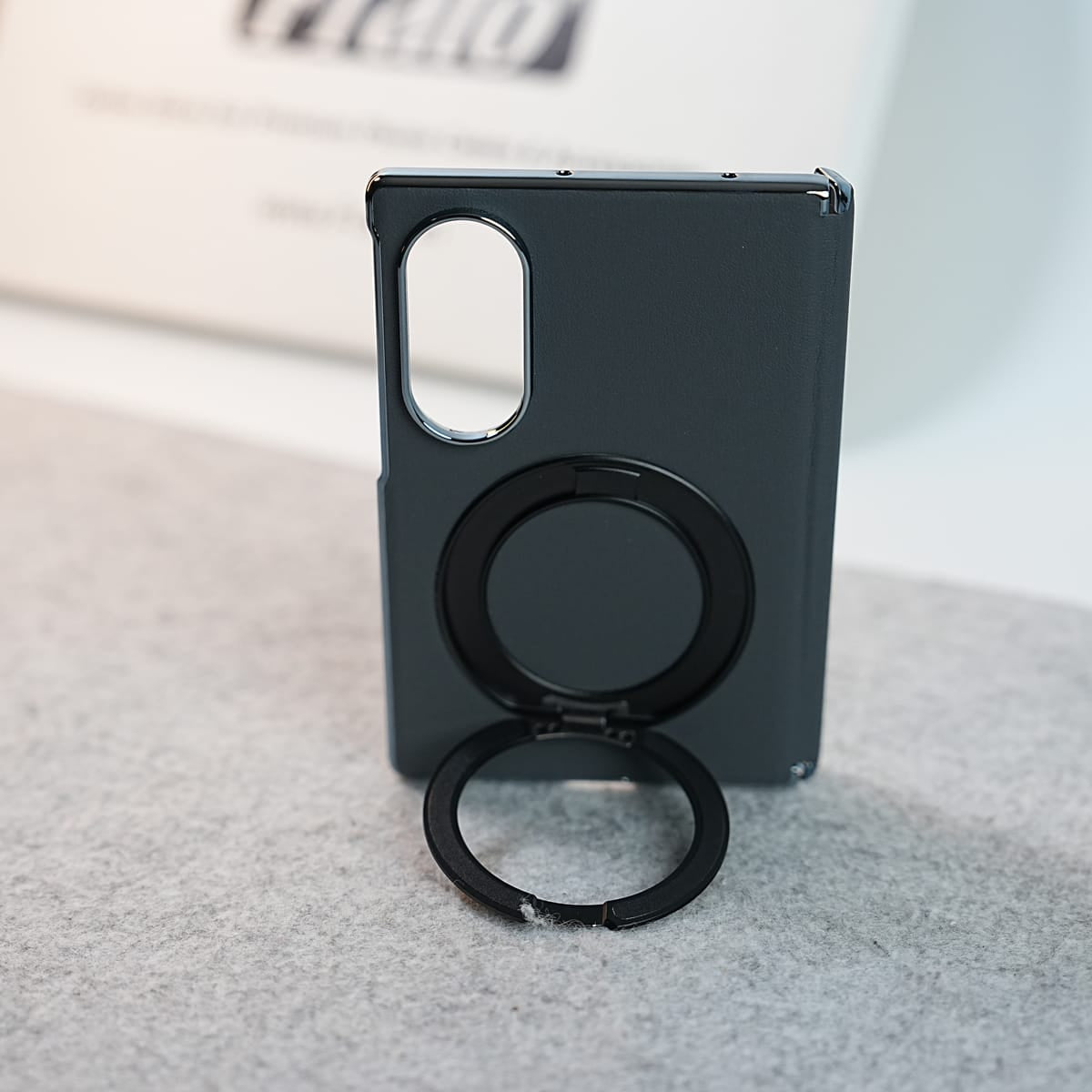 Premium Leather Texture Case For Galaxy Z Fold 8 | Foldable Ring Stand & Metal Camera Frame