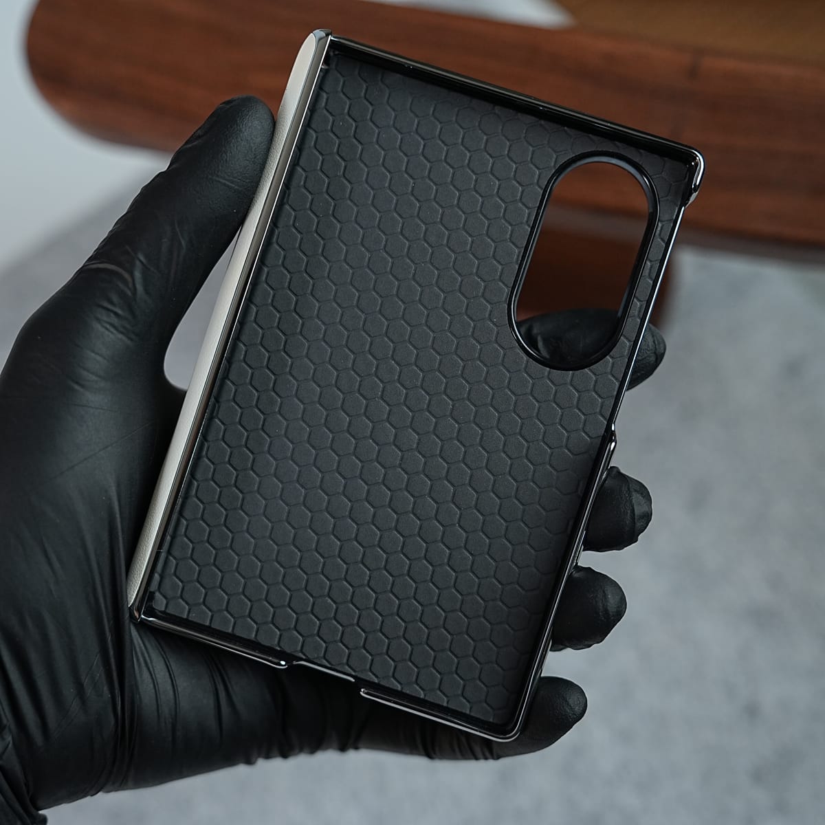 Premium Leather Texture Case For Galaxy Z Fold 8 | Foldable Ring Stand & Metal Camera Frame