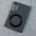 Premium Leather Texture Case For Galaxy Z Fold 8 | Foldable Ring Stand & Metal Camera Frame