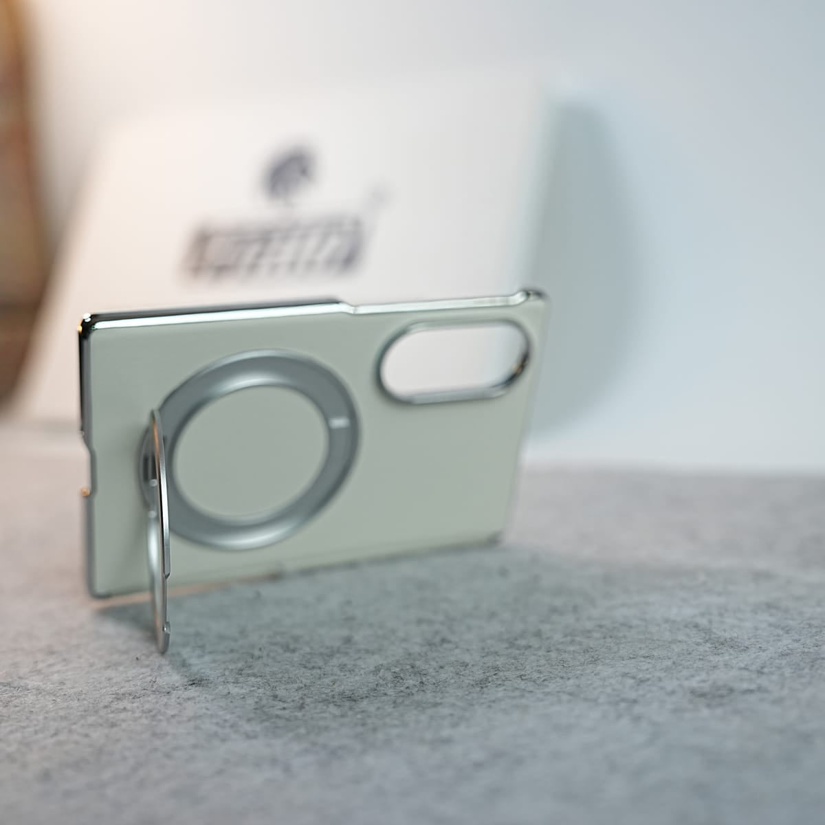 Premium Leather Texture Case For Galaxy Z Fold 8 | Foldable Ring Stand & Metal Camera Frame