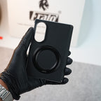 Premium Leather Texture Case For Galaxy Z Fold 8 | Foldable Ring Stand & Metal Camera Frame