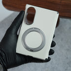 Premium Leather Texture Case For Galaxy Z Fold 8 | Foldable Ring Stand & Metal Camera Frame