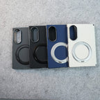 Premium Leather Texture Case For Galaxy Z Fold 8 | Foldable Ring Stand & Metal Camera Frame