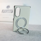 Premium Leather Texture Case For Galaxy Z Fold 8 | Foldable Ring Stand & Metal Camera Frame