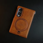 Stitched Leather Texture Case for Galaxy Z Fold 8 | Ring Stand and Front Frame