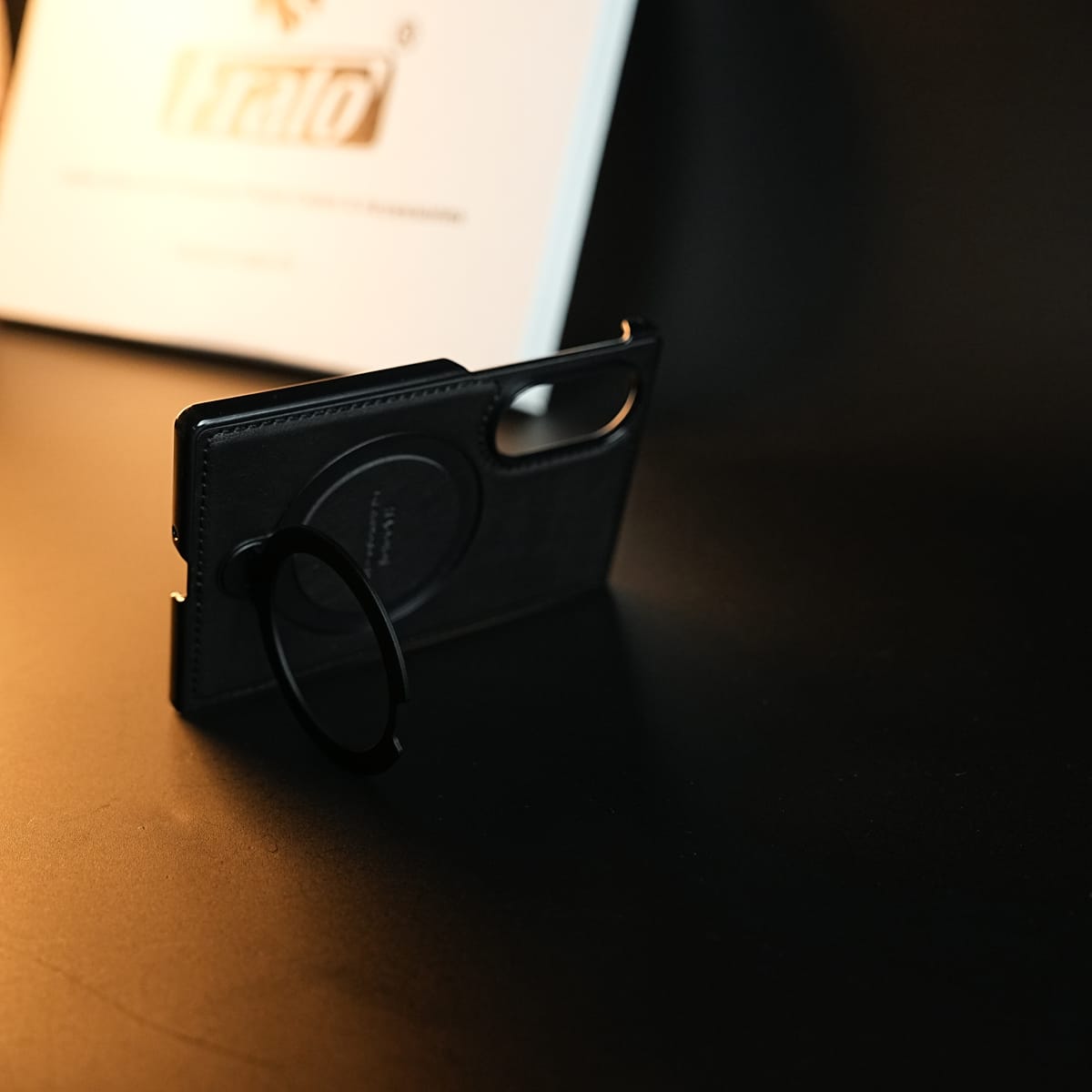 Stitched Leather Texture Case for Galaxy Z Fold 8 | Ring Stand and Front Frame