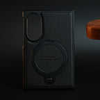 Stitched Leather Texture Case for Galaxy Z Fold 8 | Ring Stand and Front Frame