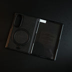 Stitched Leather Texture Case for Galaxy Z Fold 8 | Ring Stand and Front Frame