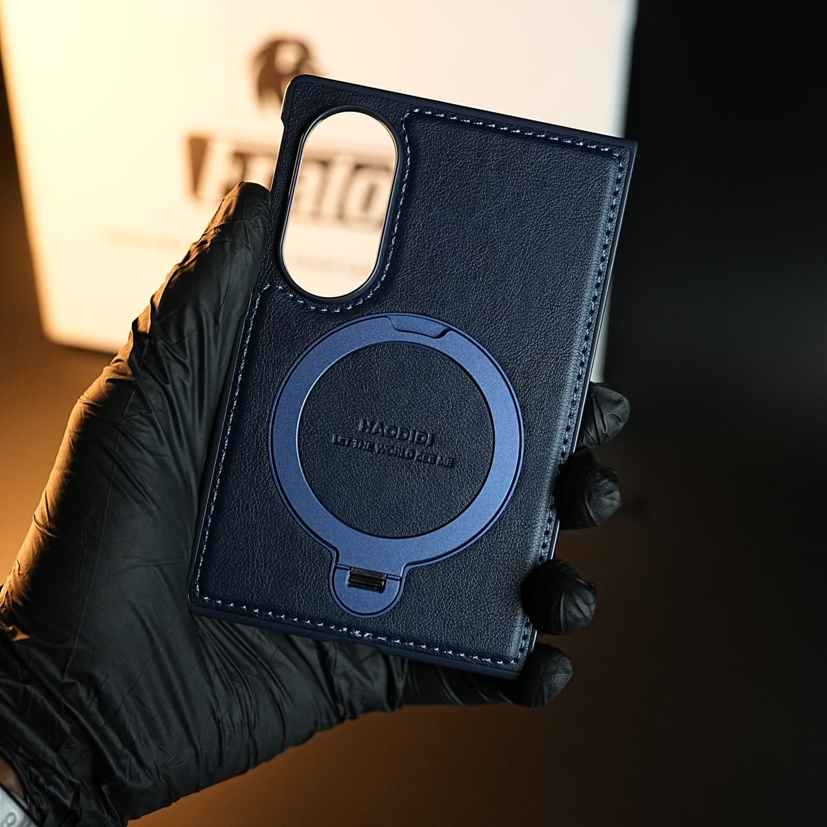Stitched Leather Texture Case for Galaxy Z Fold 8 | Ring Stand and Front Frame
