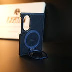 Stitched Leather Texture Case for Galaxy Z Fold 8 | Ring Stand and Front Frame