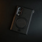 Stitched Leather Texture Case for Galaxy Z Fold 8 | Ring Stand and Front Frame