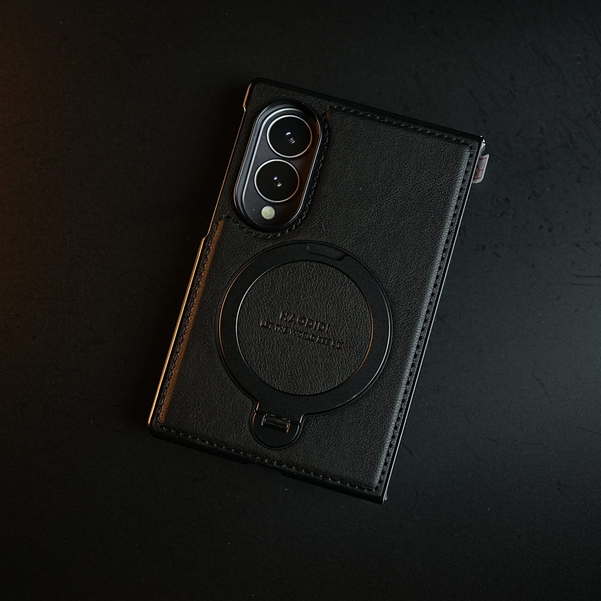 Stitched Leather Texture Case for Galaxy Z Fold 8 | Ring Stand and Front Frame