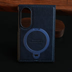 Stitched Leather Texture Case for Galaxy Z Fold 8 | Ring Stand and Front Frame