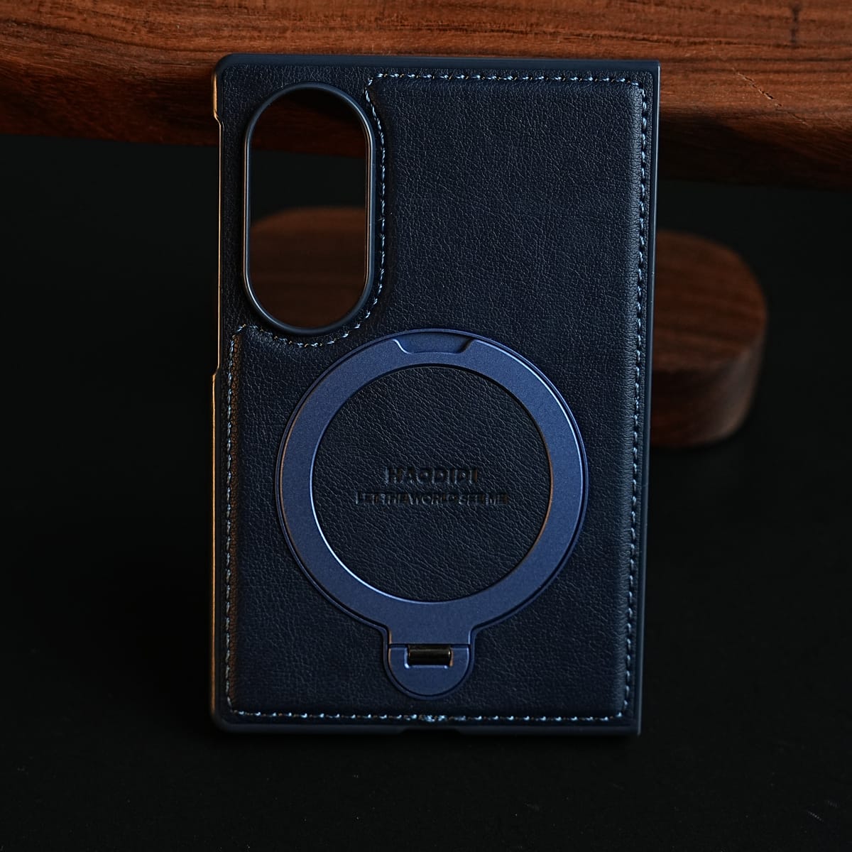 Stitched Leather Texture Case for Galaxy Z Fold 8 | Ring Stand and Front Frame