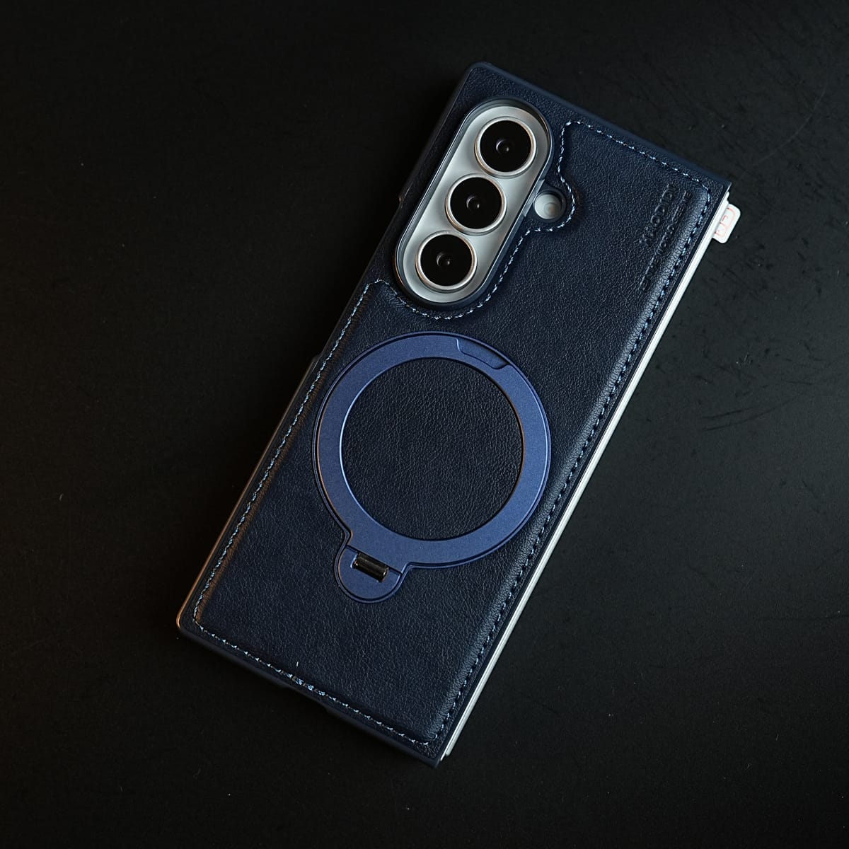 Stitched Leather Texture Case for Galaxy Z Fold 8 Ultra | Ring Stand and Front Frame