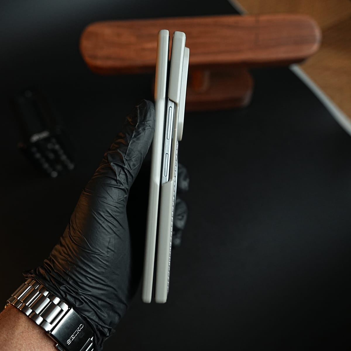 Stitched Leather Texture Case for Galaxy Z Fold 8 Ultra | Ring Stand and Front Frame