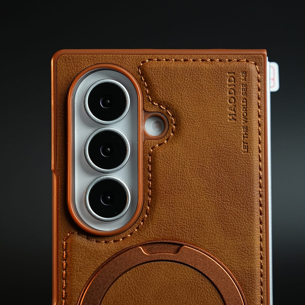Stitched Leather Texture Case for Galaxy Z Fold 8 Ultra | Ring Stand and Front Frame