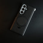 Stitched Leather Texture Case for Galaxy Z Fold 8 Ultra | Ring Stand and Front Frame