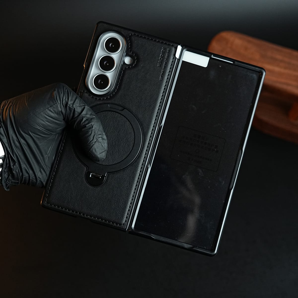 Stitched Leather Texture Case for Galaxy Z Fold 8 Ultra | Ring Stand and Front Frame