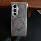 Stitched Leather Texture Case for Galaxy Z Fold 8 Ultra | Ring Stand and Front Frame