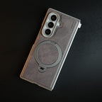 Stitched Leather Texture Case for Galaxy Z Fold 8 Ultra | Ring Stand and Front Frame