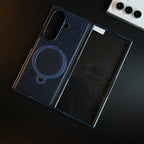 Stitched Leather Texture Case for Galaxy Z Fold 8 Ultra | Ring Stand and Front Frame