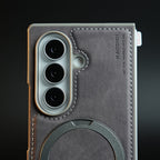 Stitched Leather Texture Case for Galaxy Z Fold 8 Ultra | Ring Stand and Front Frame