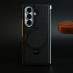 Stitched Leather Texture Case for Galaxy Z Fold 8 Ultra | Ring Stand and Front Frame