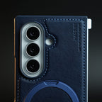 Stitched Leather Texture Case for Galaxy Z Fold 8 Ultra | Ring Stand and Front Frame