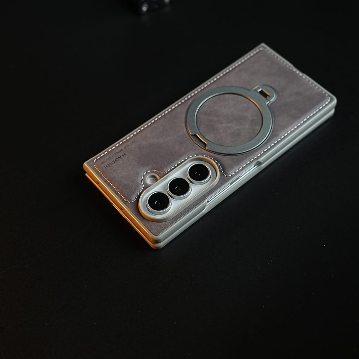Stitched Leather Texture Case for Galaxy Z Fold 8 Ultra | Ring Stand and Front Frame